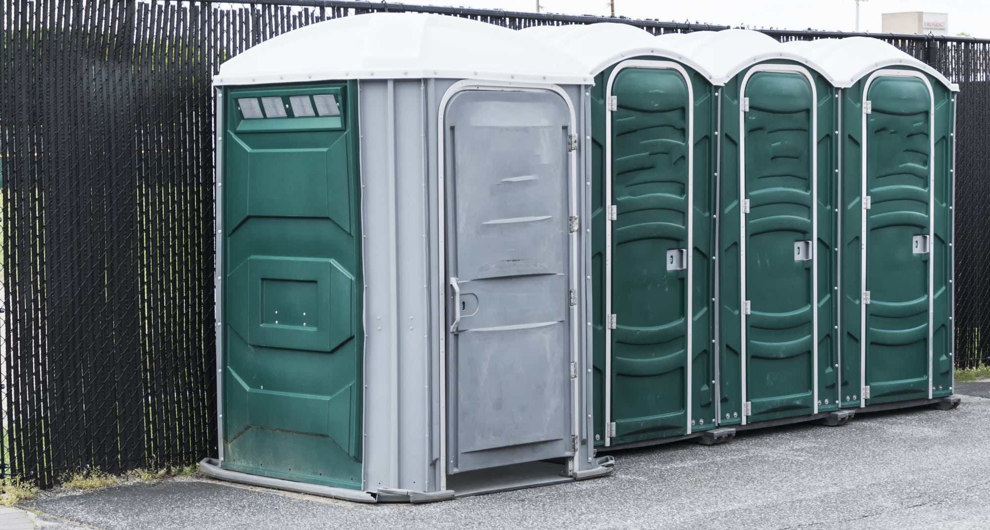 multiple porta potty rentals on a jobsite